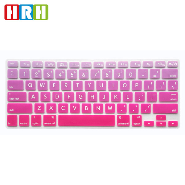 HRH Ombre Rainbow Big Font Silicone English Keyboard Cover Keypad Skin Protector For Macbook Pro Retina 13 15 17 Before 2016