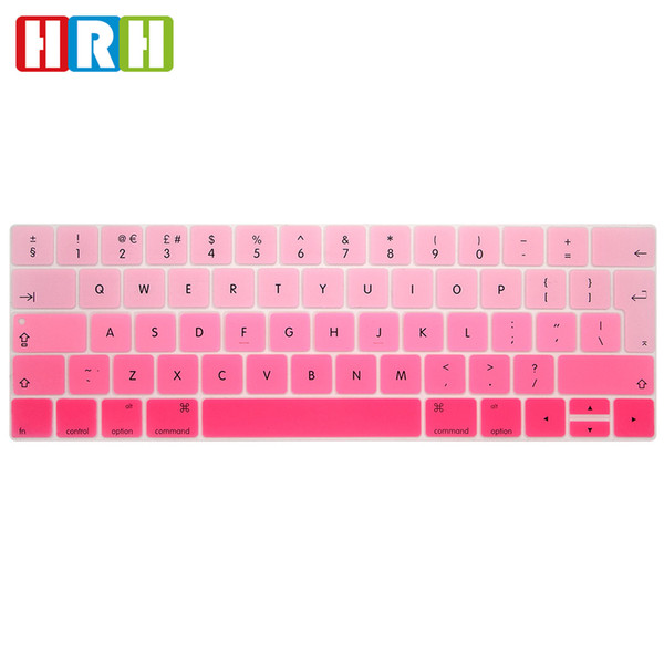 HRH Gradient Rainbow EU Silicone Keyboard Cover Skin For Mac Pro 13 A1706 A1989 and Pro 15 A1707 A1990 Version With Touch Bar