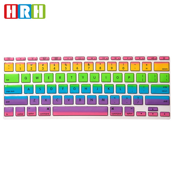 HRH Waterproof Ultra Slim Gradual Rainbow Candy Silicone Keyboard Skin Protector Cover film Guard for Macbook Air 11 11.6 A1370 A1465