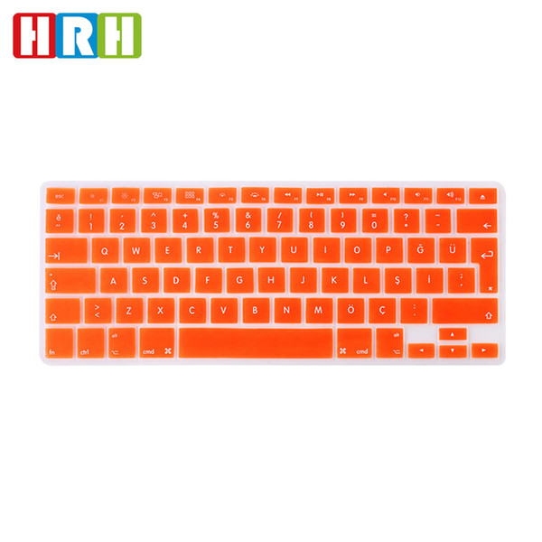 HRH Waterproof Ultra-thin Turkish Language Silicone Keyboard Cover Keypad Skins Protector For Macbook Air Pro Retina 13 15 17 EU Layout