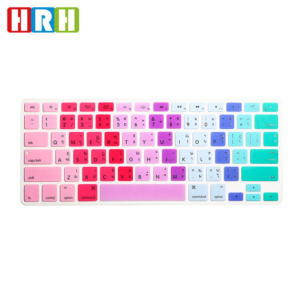 HRH Durable Rainbow Thai Language Keyboard Covers Silicone Keypad Skins Protective Film for Mac book Air Pro Retina 13