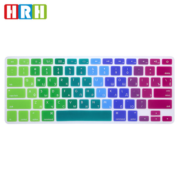 HRH Waterproof Rainbow Russian Silicone USA Keyboard Cover Skin Sticker Protective Film For MacBook Pro Air 13 15 17 With Retina