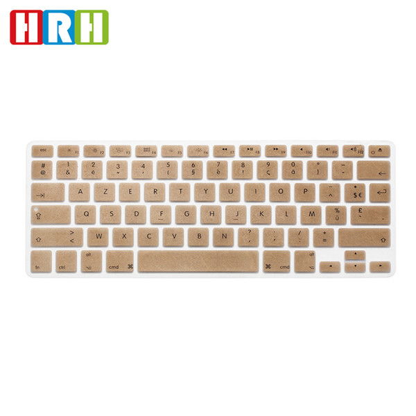 HRH AZERTY French Language Silicone Keyboard Cover Keypad Skin Protector for Macbook Air Pro Retina 13 15 17 English Version