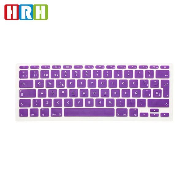 HRH Uni-color Waterproof Ultra-thin Spanish Silicone Keyboard Covers Keypad Skins Protector For Mac book Air 11.6 EU Version