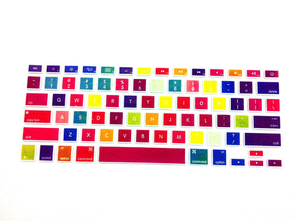 US Version Ultra-thin Colorful Rainbow Silicone Keyboard Cover for MacBook Air Pro Retina 13 15 17, factory supply Low Price