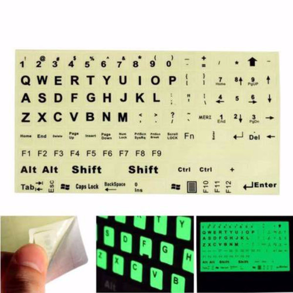 1PC English Standard Keyboard Sticker General PC Laptop Fluorescent Keyboard Cover Luminous Full Large Letter Sticker