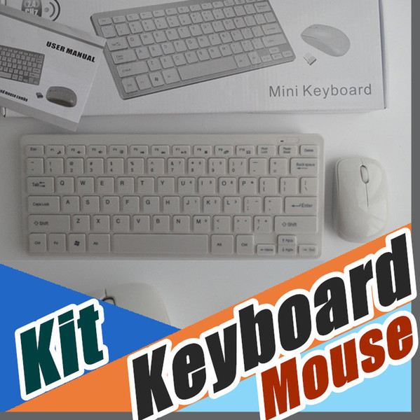 50PCS 2.4G White Wireless PC Keyboard + Mouse Keypad Film Kit Set For DESKTOP PC Laptop D-JP