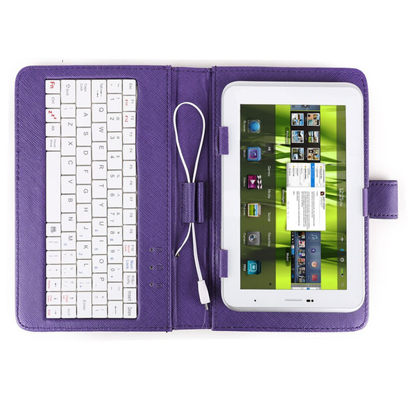 GTFS-Hot Color Purple Cover faux leather + MICRO USB keyboard Jack + Universal support for Tablet PC 7