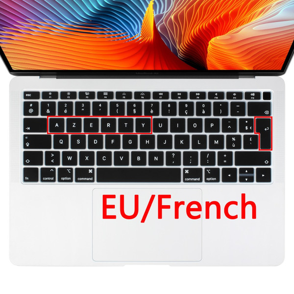 Euro French AZERTY Soft Silicone Keyboard Protector Cover Skin for Macbook new 2018 A1932 mac book 13.3 with Touch ID