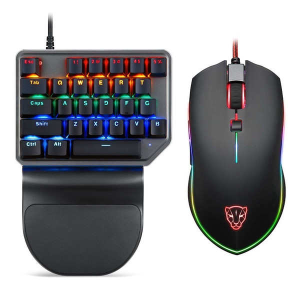 Motospeed Wired Mouse Keyboard Combo RGB Backlight Single Hand K27 Gaming Mechanical Keypad with V40 Game Mice Kit For PC Laptop