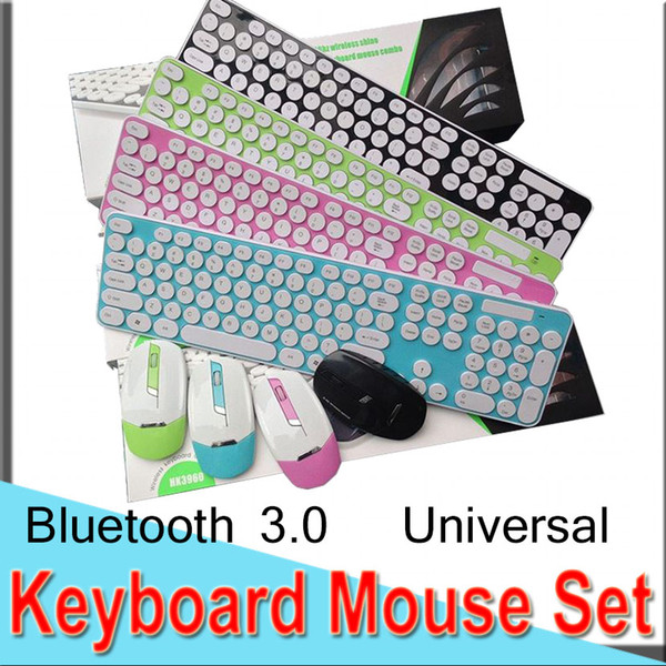 Keyboard Mouse Set Combos Round Key Cap 2.4G USB Wireless Universal Stylish Free code Full MAC Android IOS EXHK39 50 Packs