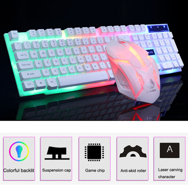 Colorful LED Illuminated Backlit USB Wired PC Rainbow Gaming Keyboard Mouse Set 11.29