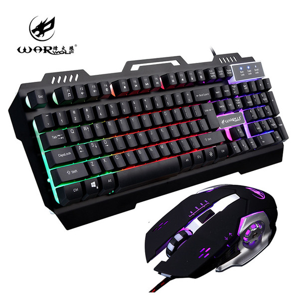 Gaming Keyboard Mouse Combo USB Wired 104 Keys Multimedia Colorful LED Backlight Metal Keyboard and Mouse Mice For PC Gamer