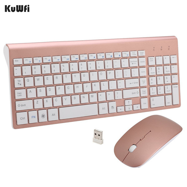 KuWFi 2.4GHz Wireless Keyboard And Mouse Combo URCO Upgraded 102 Keys Ultra Thin For PC Laptop Gaming Home Keyboard Mouse 1Set