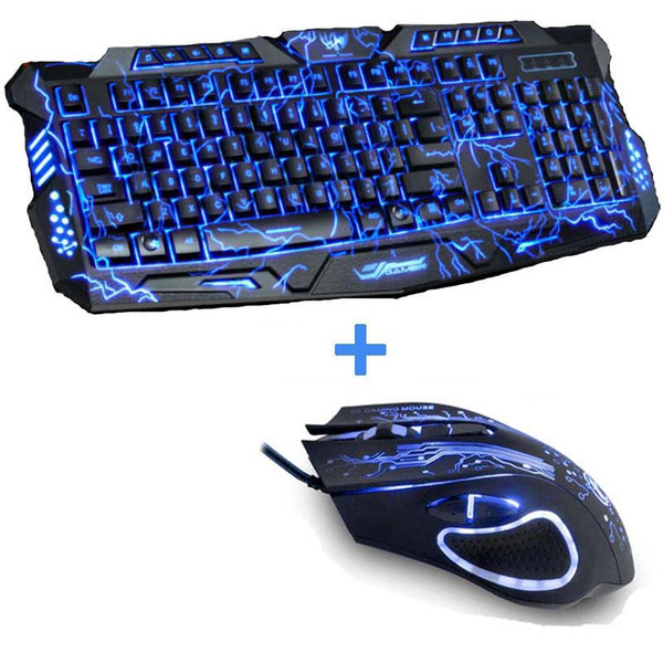 gaming keyboard mouse combo New Red/Purple/Blue Led Backlight USB Wired Laptop PC Pro Gaming Keyboard Mouse Combo for LOL Dota 2 Gamer