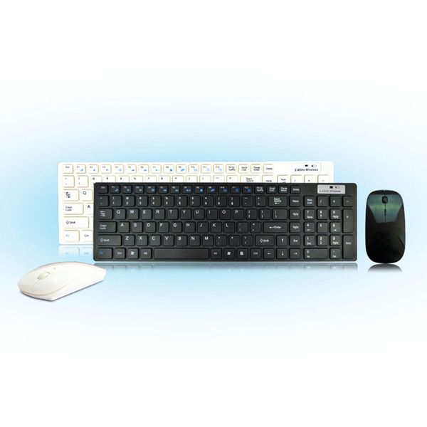 High Quality Ultra thin White 2.4G Cordless Wireless Keyboard and Optical Mouse