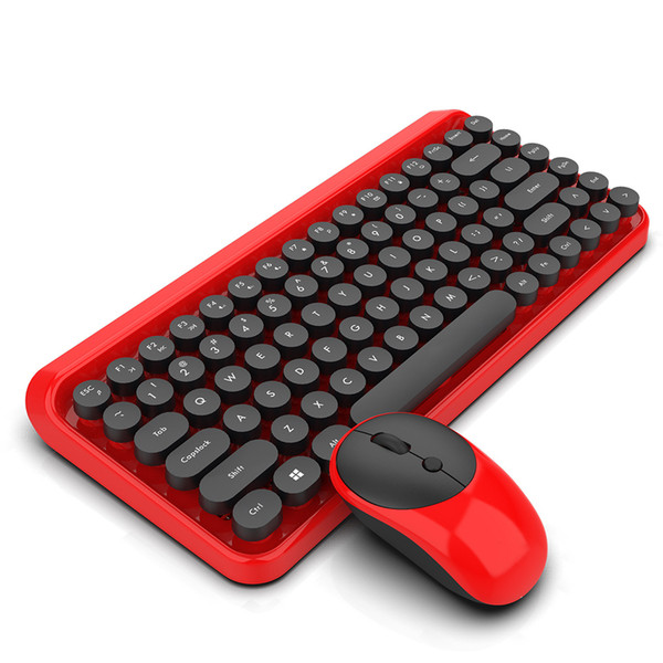 Compact Fashion Mouse Ergonomic Laptops Wireless Keyboard Adjustable Portable DPI Retro Style 84 Keys For PC 2.4G Plug And Play