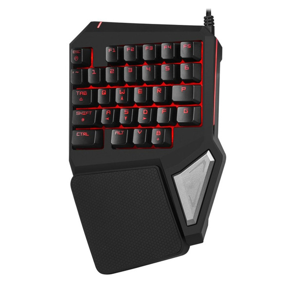 Delux T9 PRO 7 Colors LED Backlight Single Hand Professional Gaming Keyboard USB Wired Anti-Ghosting Keyboard For Game