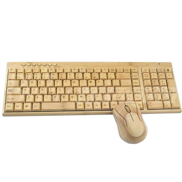 Wireless Multimedia Bamboo Keyboard and Mouse Combo Bamboo Environmental Protection Low Carbon Healthy Comfortable for Using Free shipping