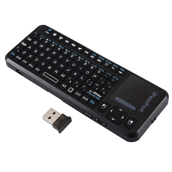 Black KP-810 Mini Wireless Bluetooth QWERTY Keyboard Touchpad Air Mouse with Backlight for PC Computer Laptop Tablet