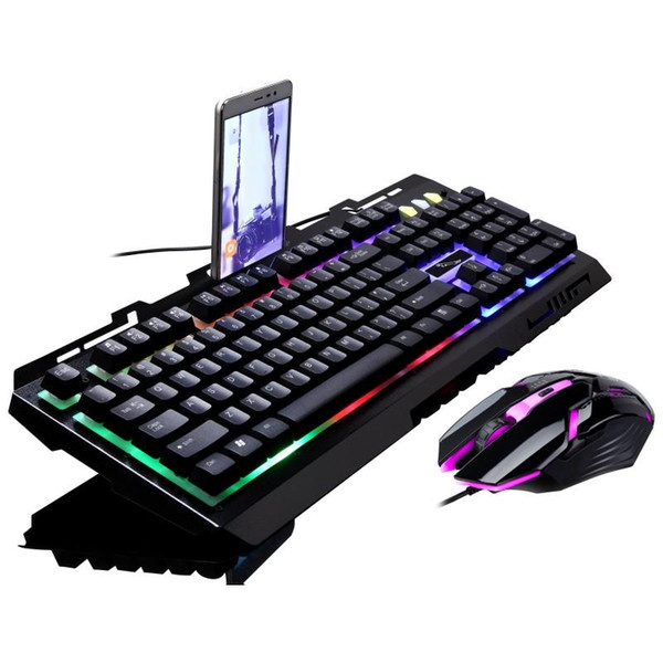 G700 Game Luminous Wired USB Mouse and Keyboard Suit With Rainbow Backlight LED Lights Mechanical Keyboard Gaming Mouse