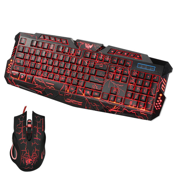 Russian Keyboard Changeable LED with Color Luminous Backlit Multimedia Ergonomic Gaming Keyboard and Mouse Set for Game computer