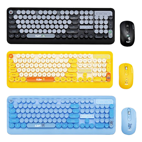 Round Wireless Keyboard And Mouse Set USB Receiver Optical Mouse And Keyboard Combination For Desktop Laptop