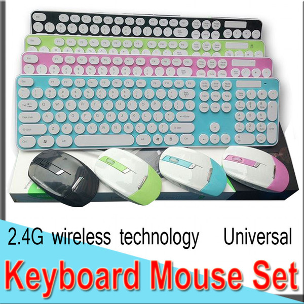 Keyboard Mouse Set Round Key Cap Kit 2.4G USB Wireless Universal Stylish Free code Full Size Keyboard Combos for Laptop EXCTHK3960 50 Packs