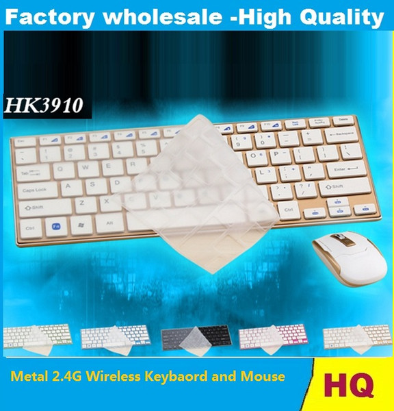 High quality 2.4G Wireless Keybaord and Mouse Combo Ultra-thin Mini Metal Wireless Keyboard Mouse Kit Free Shipping HK3910 50PCS DHLFREE