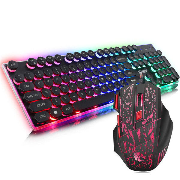 Keyboard Mouse Combos 3 color backlight English keyboard punk key hat retro style Laptop desktop computer universal factory direct sale