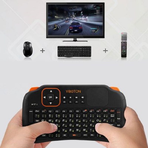 Viboton S1 English Russian 3-in-1 2.4GHz Mini Rechargeable Wireless Keyboard + Air Mouse + Remote Control with Touchpad for Windows Linux