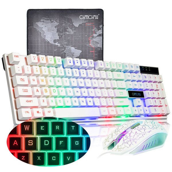 Gaming Keyboard and Mouse Combo LED Breathing Backlit USB Wired Full key Professional Colorful Mouse 3200 DPI Mechanical Feel