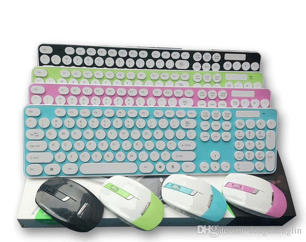 New color round chocolate button wireless mouse and keyboard set wireless optical mouse and keyboard set free shipping