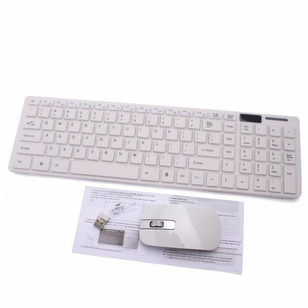 2015 New Gaming Keyboard Mouse 1set 2.4g White Wireless Metal Pc Keyboard +mouse Keypad Film Kit Set for Desktop Laptop free Shipping 80426