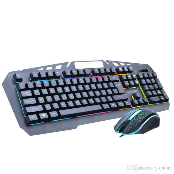 Mechanical feel suspension USB wired backlight 104 key esports backlight metal game keyboard mouse set gift