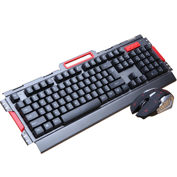 Cheap Keyboard Mouse Combos Wireless Gaming Keyboard Mouse Combo set Metal Panel Game Gamer 2.4Ghz 2400 DPI for Home Office Computer