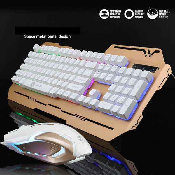 2018 fashionable backlight computer keyboard mouse set wired USB game keyboard mouse set mechanical feel light