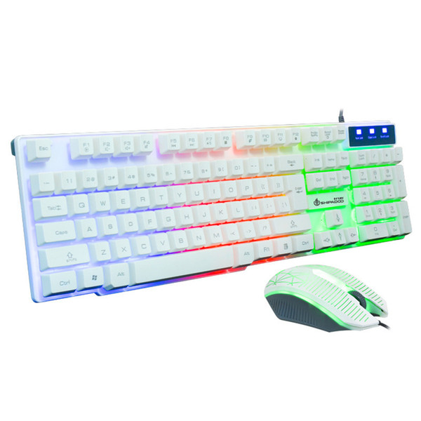 Colorful Backlit The Rainbow Shine Keyboard Led Computer Wired + Optical 3D Wired Gaming Diverse LED Crack Mouse for Pro Gamer