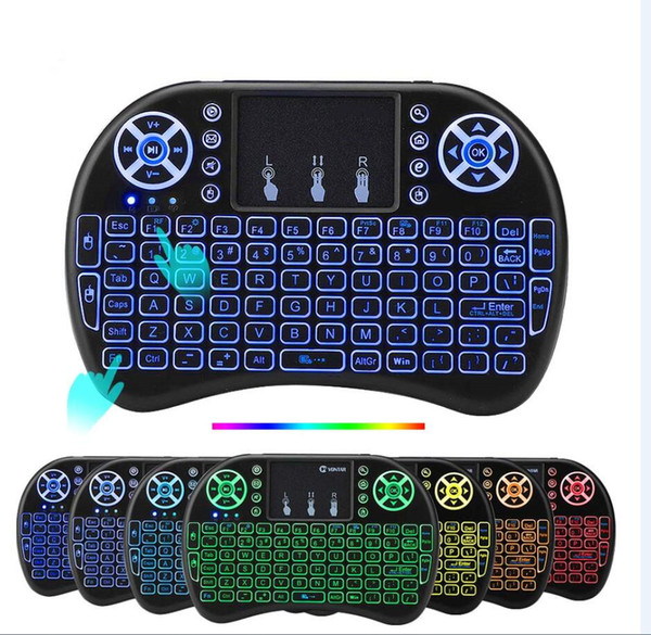 50pcs Rii I8 Backlit Wireless Keyboard Backlight Air Mouse Remote control With Touchpad For X96 Mini Max MXQ PRO Android TV Box