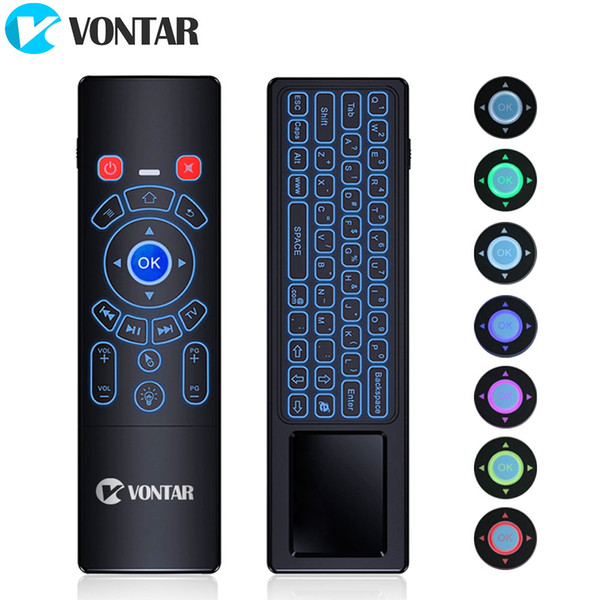 Backlit T6 Plus 2.4G Fly Air mouse keyboard Wireless & touchpad Remote Control With Backlight 7 Color for Android VONTAR TV Box