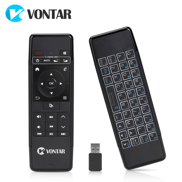 VONTAR 69A Mini Air Mouse Gyro Sensing 2.4G Wireless Keyboard Remote Control with Backlit For Windows Android TV Box PC