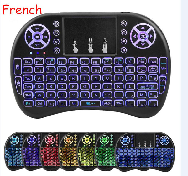 50pcs Mini i8 Clavier Sans Fil Francais 2.4GHz French Mini Wireless Keyboard Air Mouse with TouchPad for Android Box Mini PC Laptop