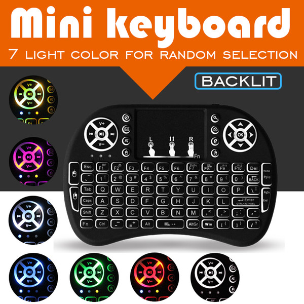 Mini Wireless Keyboard 7 Color LED Backlit Air Mouse Remote Control Touchpad Rii i8 2.4GHz For Android TV Box Tablet PC S905W X96 Mini T95Z