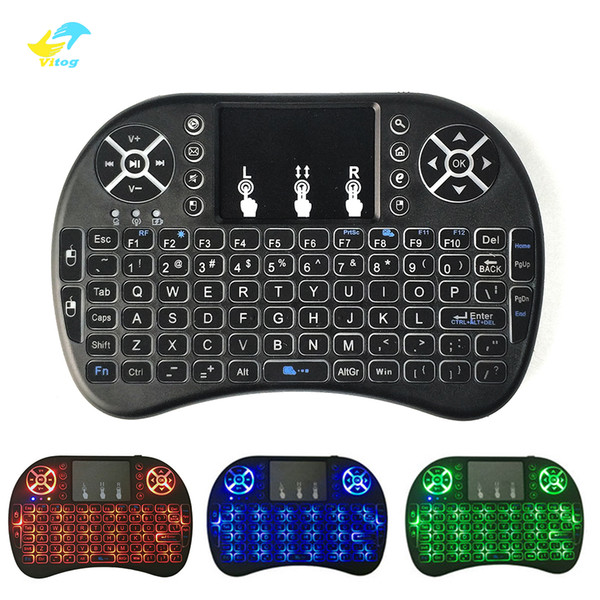 Mini Wireless Keyboard 3 colour backlite 2.4GHz English Russian Air Mouse Remote Control Touchpad blacklight For Android TV Box Tablet Pc