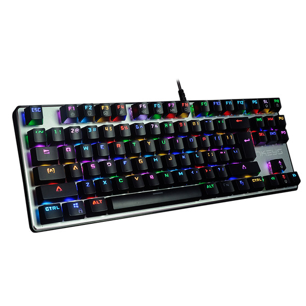 Gaming Mechanical Keyboard 87 keys Real RGB Blue Switch Portable Wired USB Professional Keyboard LED Backlit For LOL PC Gamer