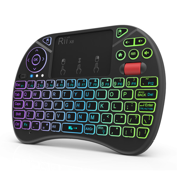 Rii X8 Mini Wireless Keyboard 2.4G Air Mouse Keyboard Remote Control with Touchpad Backlit for Smart Android TV Box Notebook Tablet Pc