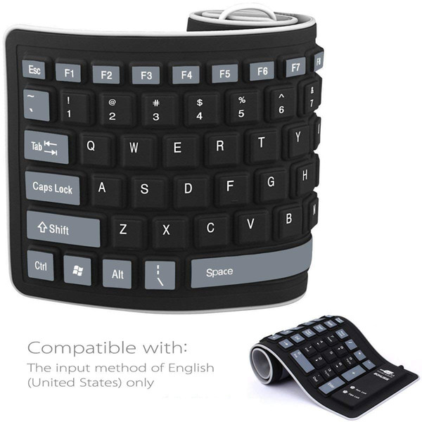 Flexible roll up USB Wired Soft Waterproof Foldable Silica Gel Computer Keyboard for PC Laptop Notebook