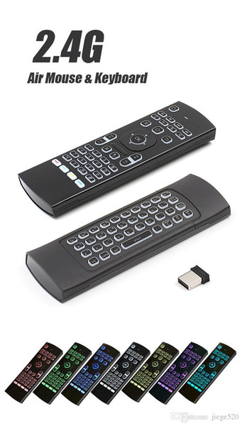 Mini Wireless Keyboard MX3 Updated 7 Colors Backlight 2.4G Air Fly Mouse 2 Side G-Sensor Gyro for Computer AndroidTV Box S905W T95Z