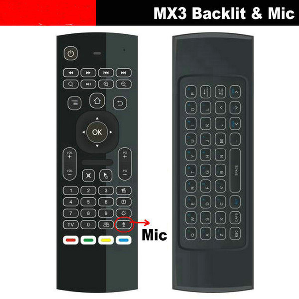 Air Mouse Backlit MX3 pro with Voice Microphone Mic 2.4G Wireless Mini Keyboard with IR Learning Extend Remote Controller