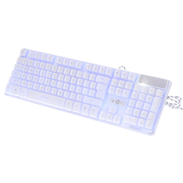 White Gaming Keyboard USB Wired LED Backlit Keycaps Adjustable 3 Colors Backlight Gaming Keyboard Ergonomic